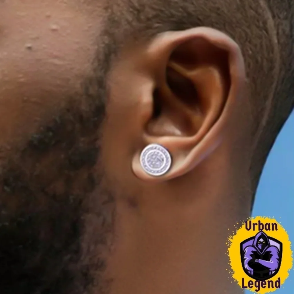 Mens Silver Micropave Earrings